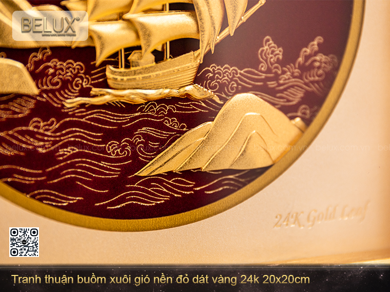 Tranh Thuyền Vàng Khải Hoàn  dát vàng 24k kt 20x20cm&nbsp;